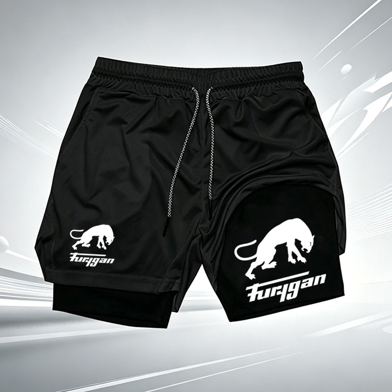 Compression Shorts Athletes - Men's Furygan Panther Print 2-in-1 Compression